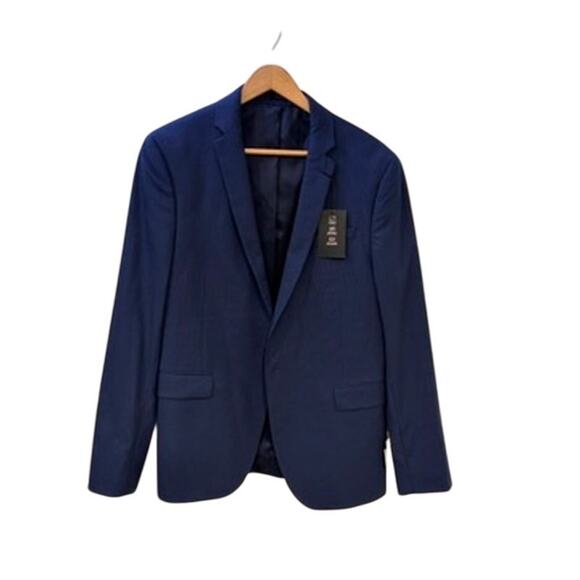 JF J Ferrar Ultra Comfort Super Slim Blue Houndstooth Stretch Blazer 42R Party - Picture 1 of 11